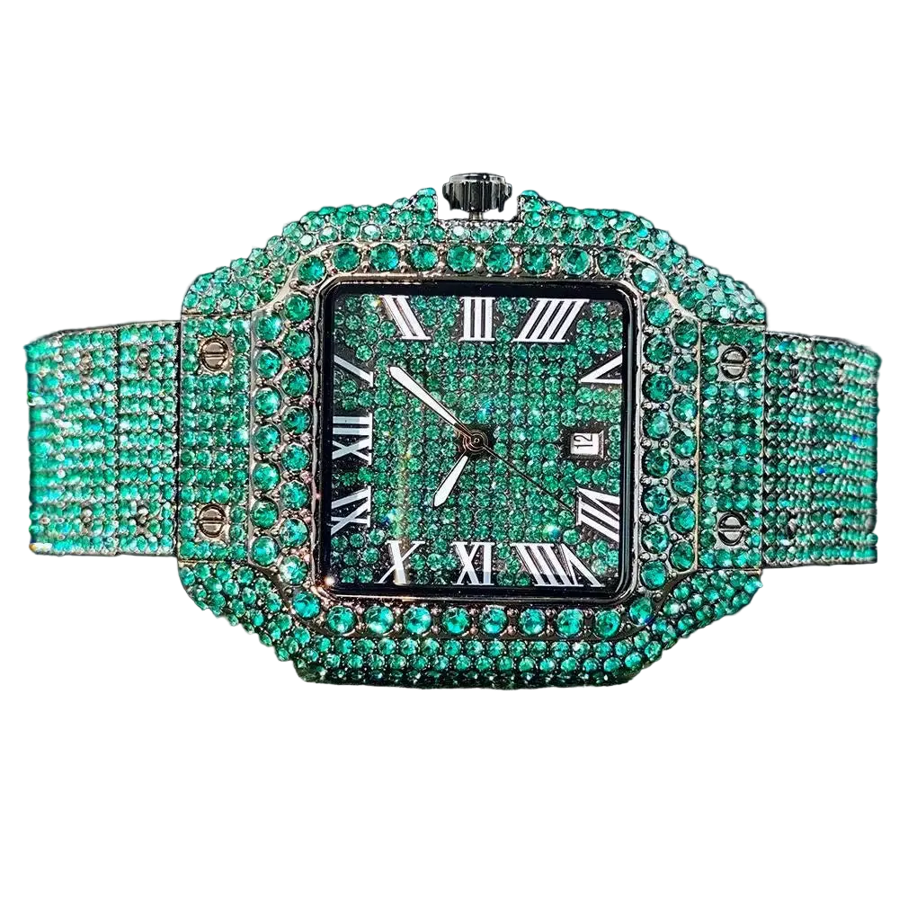 Royal Green Iced Wristwatch
